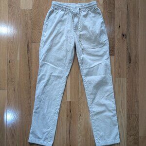 Men's Linen Beach Pants with drawstring, Light Khaki 28" waist 29" inseam